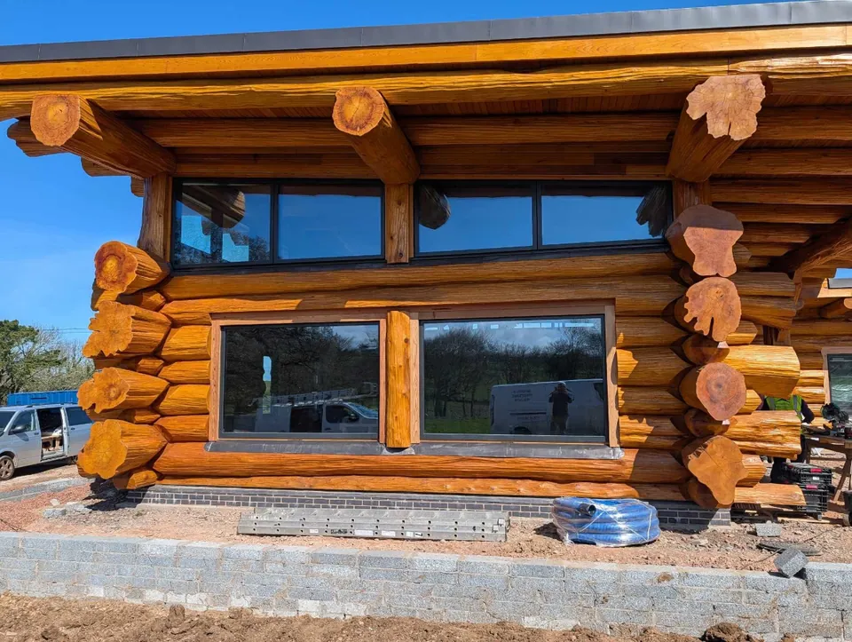 Log cabin in North Devon, where we did the bespoke leadwork