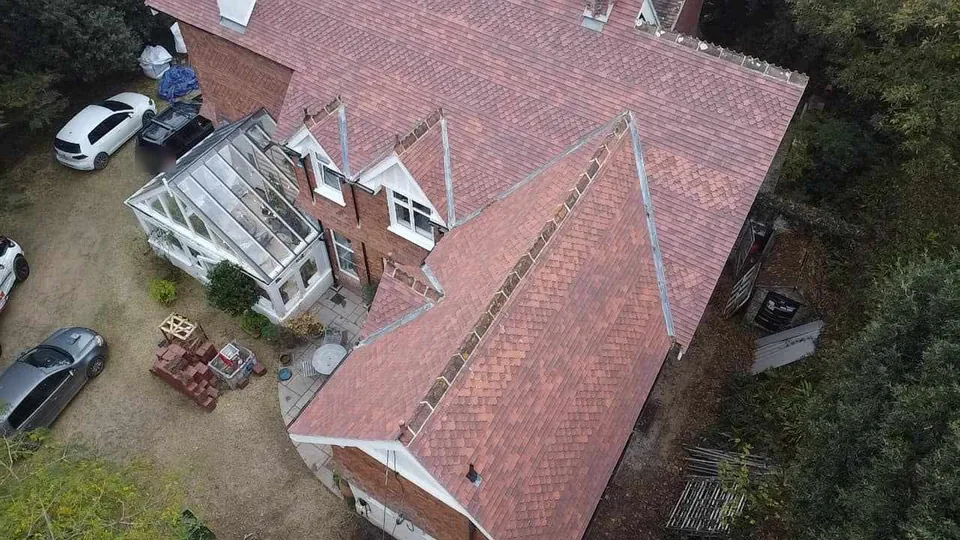 After: bands of shaped tiles across the slopes